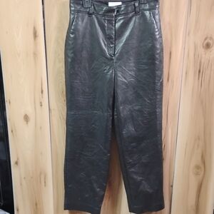 Babaton Men's Black Leather Dress Pants